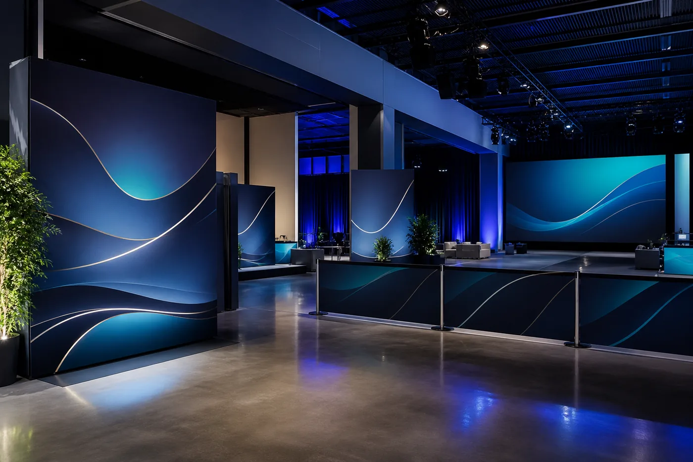 Event branding with large-format print, backdrop and barrier applications